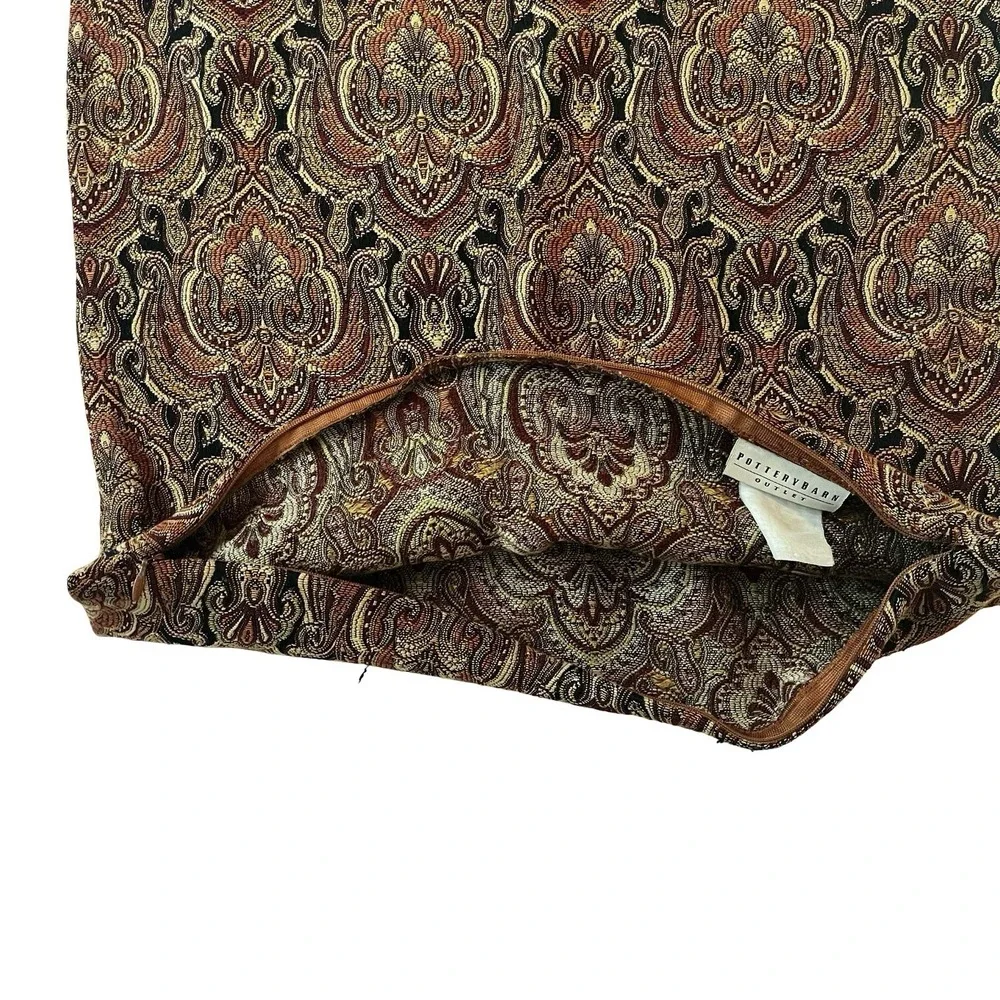 Pottery‎ Barn Outlet Square Pillowcase Orange Black Embroidered Baroque Sham